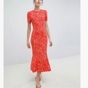 Starry Celestial Maxi T-Shirt Dress in Red